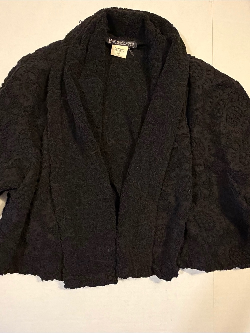 Vivienne Tam Black Textured Shawl Collar Cardigan